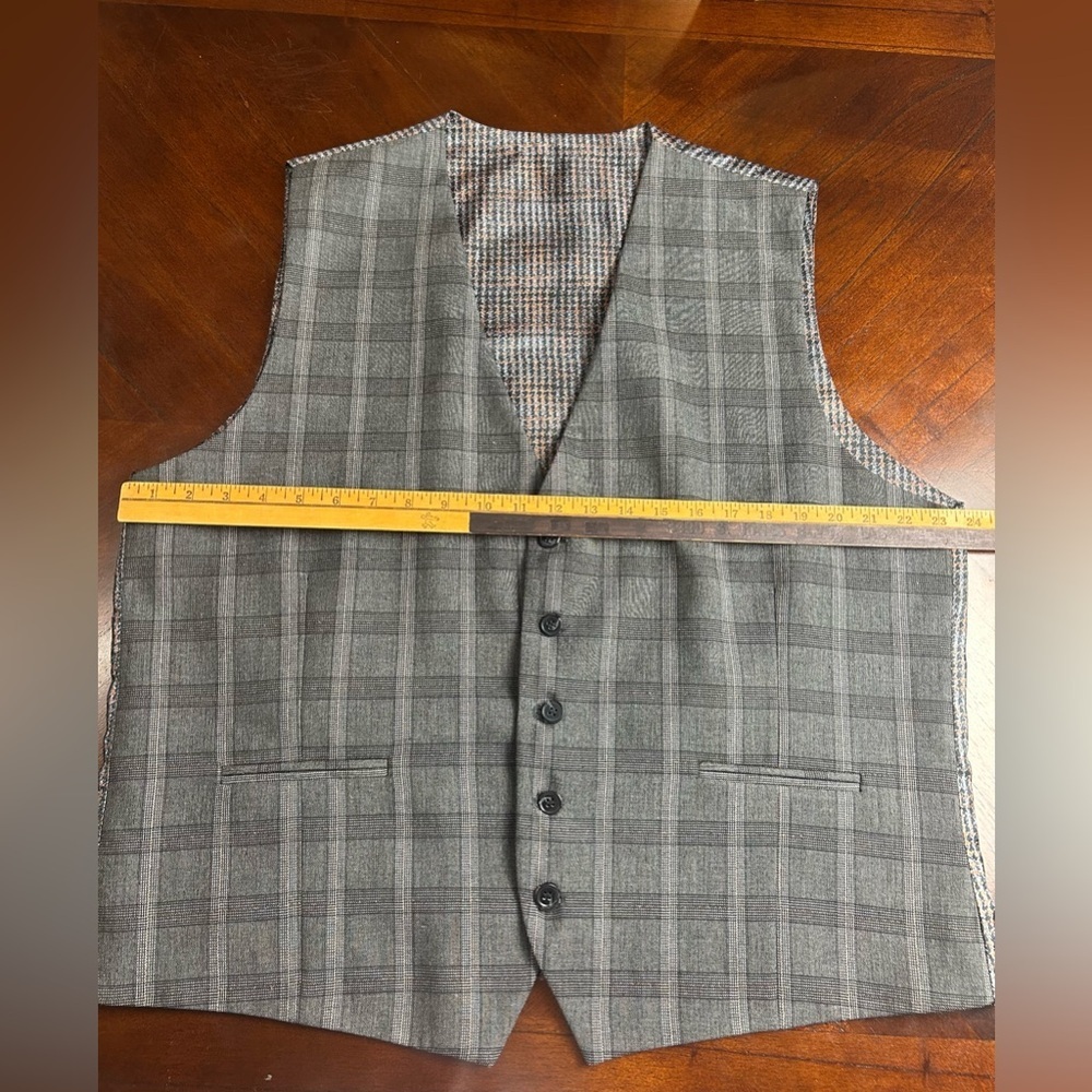 Vercini Classic Gray Checkered Men's Vest size 60 - Picture 4 of 7